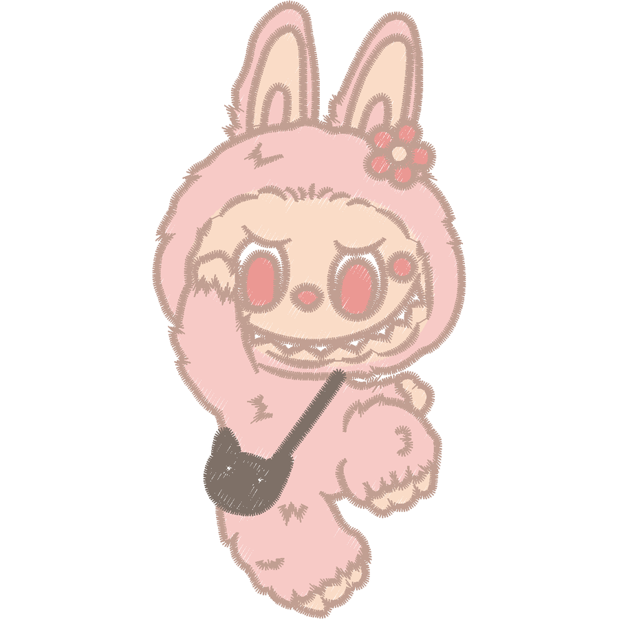 Labubu Nakış Deseni - Pembe Çantalı 03 nakış deseni